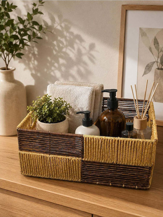 SteweHome Καλάθι Αποθήκευσης Rattan Κίτρινο 37x27cm
