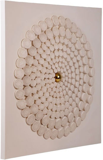 Estheti 812-20123 Gemälde Segeltuch Kreis Goldene Bälle Beige 90x3.5x90cm
