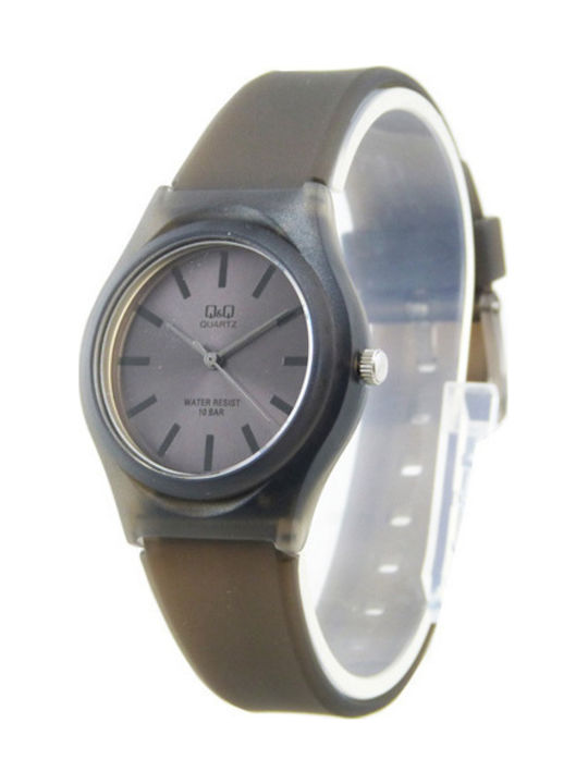 Q&Q Γυναικείο Ρολόι 34mm Μπαταρίας με Καφέ Καου...
