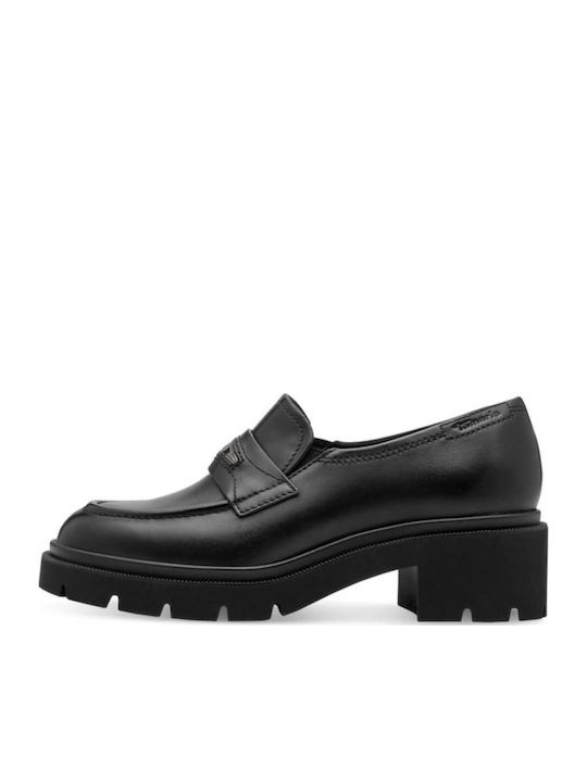 Tamaris Δερμάτινα Γυναικεία Loafers σε Μαύρο Χρώμα
