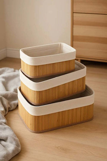 SteweHome Set Dekorative Körbe Bambus Mehrfarbig 20x20cm 3 Stück