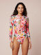 One Piece Swimsuit With Zipper Pink