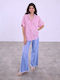 Celestino Damenhemd Oversized Gestreift Loose Fit Fuchsie
