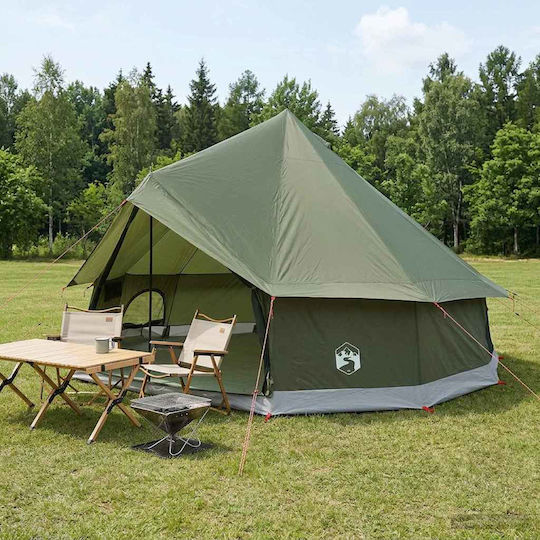 vidaXL Σκηνή Camping Teepee Πράσινη 4 Εποχών 400x400x250εκ.