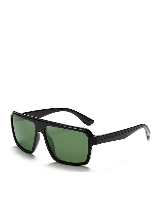 Riverio Unisex Sonnenbrillen mit Schwarzem Horn umrandetem Rahmen und Schwarz Polarisiert Gläser