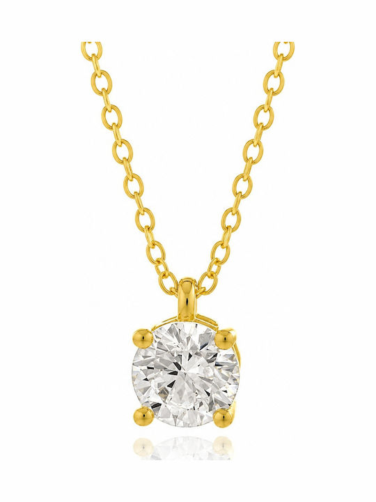 Jools Necklace Talisman Solitaire Gold Plated Silver With Zircon