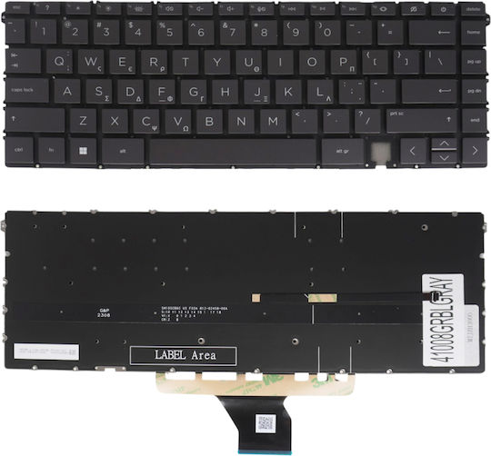 Greek Laptop Keyboard Hp Spectre X360 2-in-1 16-f 16-f0013dx 16-f1013dx 16-f1182ng 16-f2000 M83497-151 M83498-151 M83482-151 Pk1339c1b02 Sg-b0130-x2a Gr No Frame Backlit Gray Code 41008grblgray
