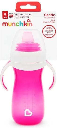 Munchkin Gentle Cup Tall Trainer Εκπαιδευτικό Μπιμπερό Σιλικόνης με Λαβές Ροζ για 9m+ 300ml
