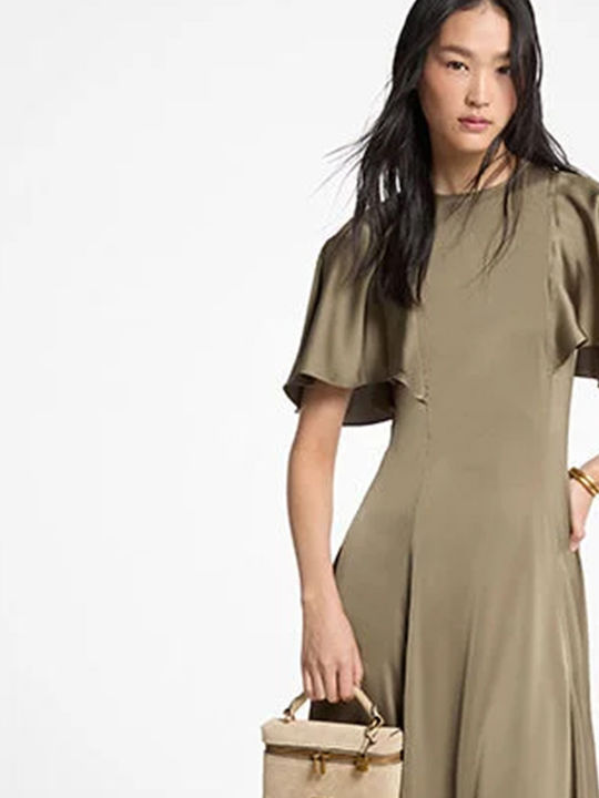 Michael Kors Rochie Satin De Seară Verde Măsliniu