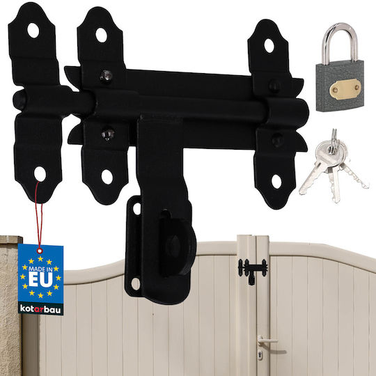 Kotarbau Garage Gate Latch Lock Door Gate Steel Black 150 Mm + Padlock