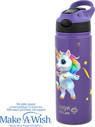Nava Kids Water Bottle Thermos Unicorn 500ml Purple
