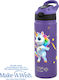 Nava Kids Thermos Water Bottle Unicorn Stainless Steel with Straw Purple 500ml