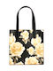 Blumige Damen Shopper Tasche Schwarz