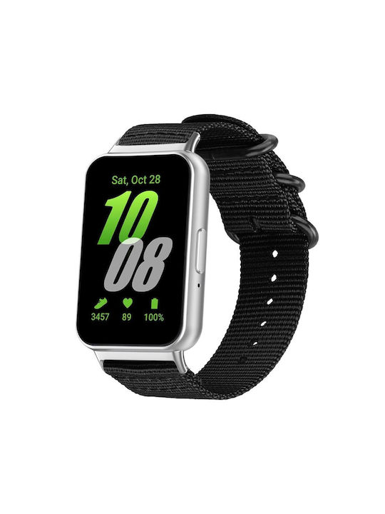 Samsung Galaxy Fit3 Sm-r390 Xdfind Ring Buckle Nylon Canvas Watch Band Μαύρο