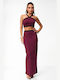 Set With Maxi Burgundy Skirt