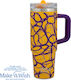 Nava "we Care" Handled Tumbler Thermos Stainless Steel 900ml Yellow Print with Straw and Handle