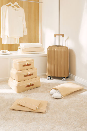 SteweHome Luggage Accessories Beige 6 Pieces