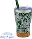 Nava "we Care" Thermos Stainless Steel Cup 400ml Sketch Floral with Straw