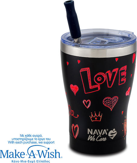 Nava "we Care" Ποτήρι Θερμός Ανοξείδωτο 400ml Love με Καλαμάκι