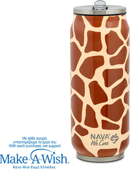 Nava "we Care" Thermos Cup 500ml Giraffe Print with Straw