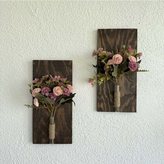 SteweHome Wanddekoration Rosa aus Hölzernes 30x14cm 2Stücke