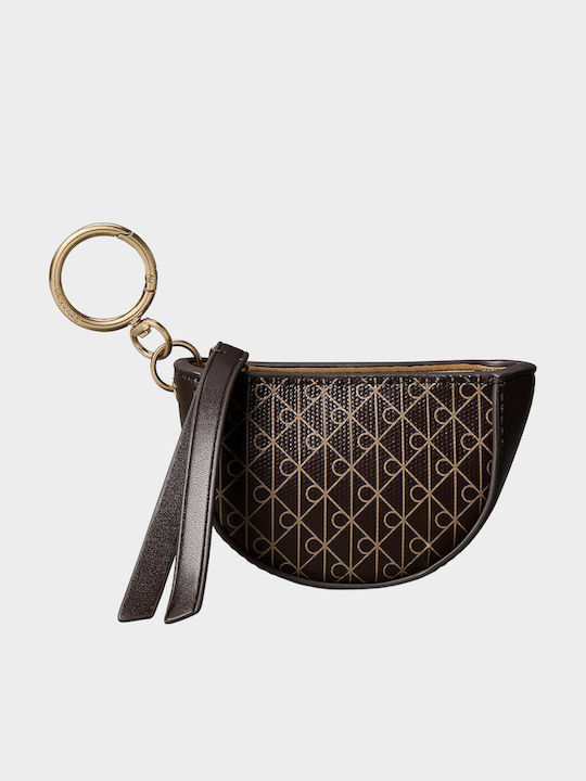 Calvin Klein Schlüsselanhänger in Form eines Emblem-Logos Mini Reißverschlussbeutel Bag Charm Braun