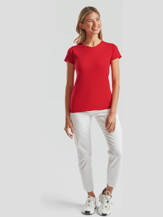 Fruit of the Loom Γυναικείο Διαφημιστικό T-shirt Κοντομάνικο Κόκκινο
