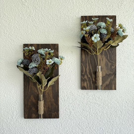 SteweHome Hängende Wanddekoration Blau aus Hölzern 30x14cm 2Stücke