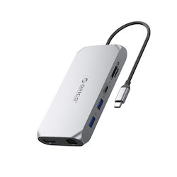 Orico XCR 12in1 USB-C Dockingstation mit HDMI/DisplayPort 4K PowerDelivery (PD) Ethernet