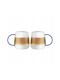 Vialli Design Set of Glasses Made of Glass in Blue Colour 400ml 2 Pieces