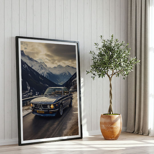 Poster BMW E9 Coupé Cr067 40cm X 50cm Premium Black Wooden Frame