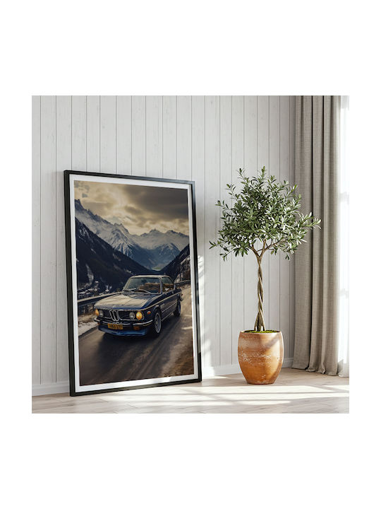 Poster BMW E9 Coupé Cr067 40cm X 50cm White Wooden Frame