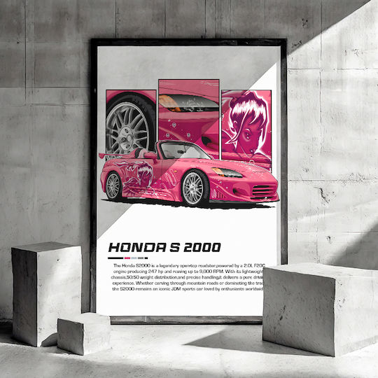 Poster Honda S 2000 Cr024 40cm X 50cm Λευκή Ξύλινη Κορνίζα-63005pd156238f55310