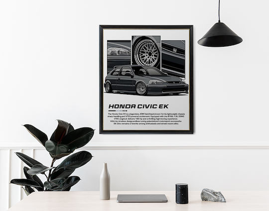 Poster Honda Civic Ek Cr023 40cm X 50cm Κορνίζα Καφέ Ξύλου 63006pd156239f63322