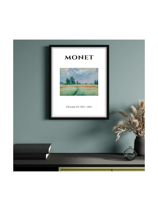 Poster Monet Champ De Ble Art010 40cm X 50cm White Wooden Frame