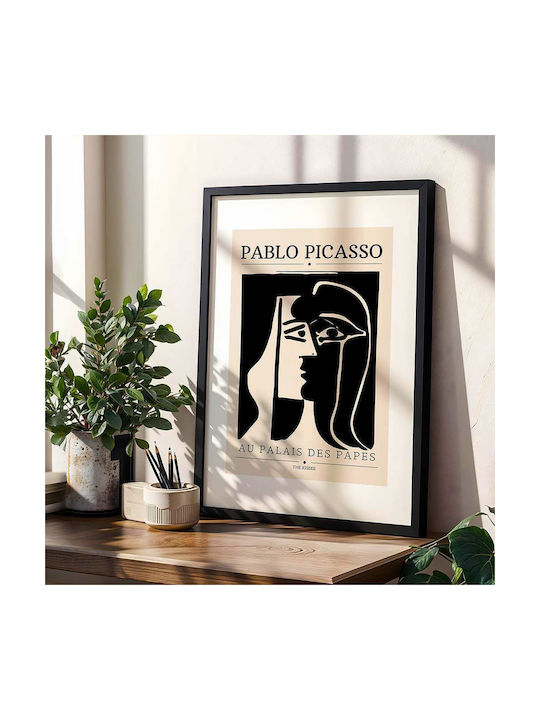 Poster Pablo Picasso Au Palais Des Papes Art077 40cm X 50cm Black Wooden Frame