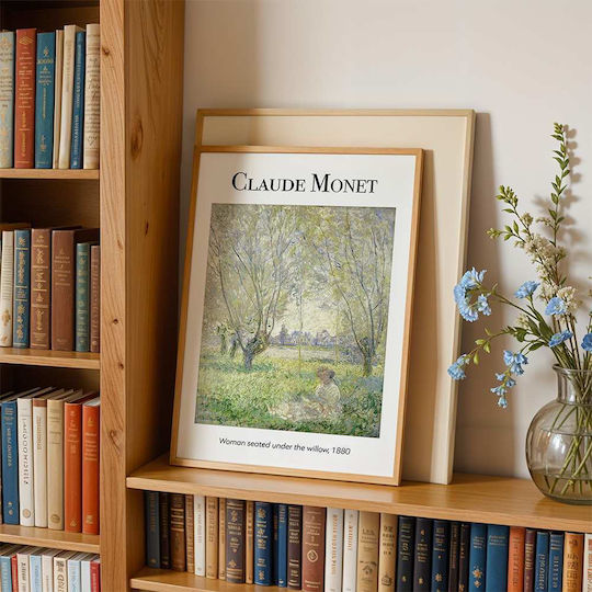 Poster Claude Monet Woman Seated Under Willow Art100 40cm X 50cm Brown Wooden Frame 56052pd156701f63322