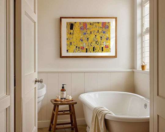 Poster Gustav Klimt Kiss Details Art148 40cm X 50cm White Wooden Frame
