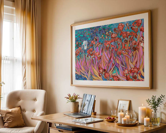 Poster Van Gogh Irises Art110 40cm X 50cm Λευκή Ξύλινη Κορνίζα-56099pd156658f55310