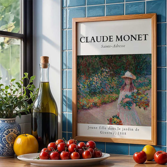 Poster Claude Monet Young Girl in the Garden of Giverny Art101 40cm x 50cm Black Wooden Frame