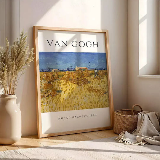 Poster Van Gogh Wheat Harvest Art097 40cm X 50cm Κορνίζα Φυσικό Ξύλου Μπεζ 56043pd156707f55316