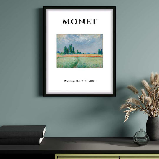 Poster Monet Champ De Ble Art010 40cm X 50cm Black Wooden Frame