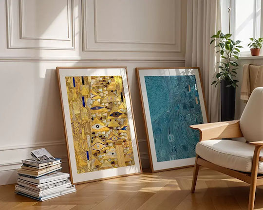 Poster Blue Details By Gustav Klimt Art156 40cm X 50cm Premium Μαύρο Ξύλινο Κάδρο-56092pd156668f55323
