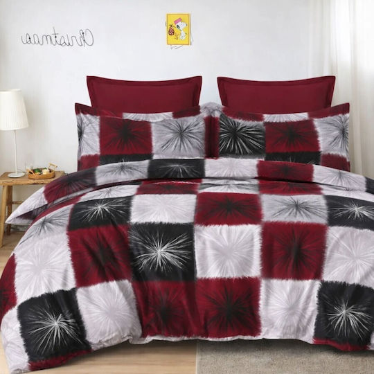 Pucioasa Duvet Cover Set 200x220cm Double With 4 Pillowcases & 1 Bed Sheet Checkered