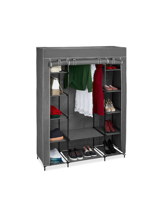 Relaxdays Dulap din Material cu Fermoar și Rafturi în Culoare Gri 135x45x175cm Relaxdays Dulap din Material cu Fermoar și Rafturi în Culoare Gri 135x45x175cm