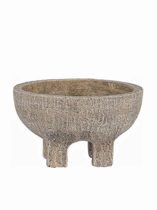 Zaros Διακοσμητικό Μπωλ Πέτρινο με Πόδι Μπεζ 24x24cm