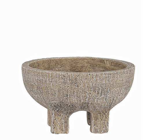 Zaros Διακοσμητικό Μπωλ Πέτρινο με Πόδι Μπεζ 24x24cm