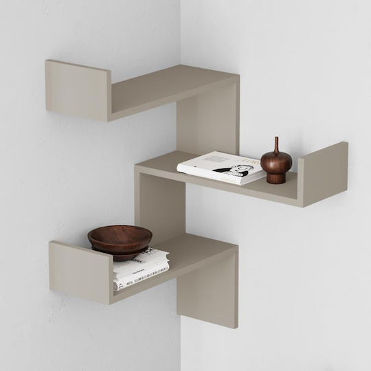 Corner Wall Shelf Beige 60x22x90cm