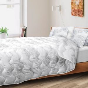AIO Factory Doppel Steppdecke mit Mikrofaser Ausfüllen 200x220cm Grau