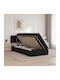 Wandbett Einzel mit Stoff Schwarz mit Lattenrost & Matratze 90x200cm